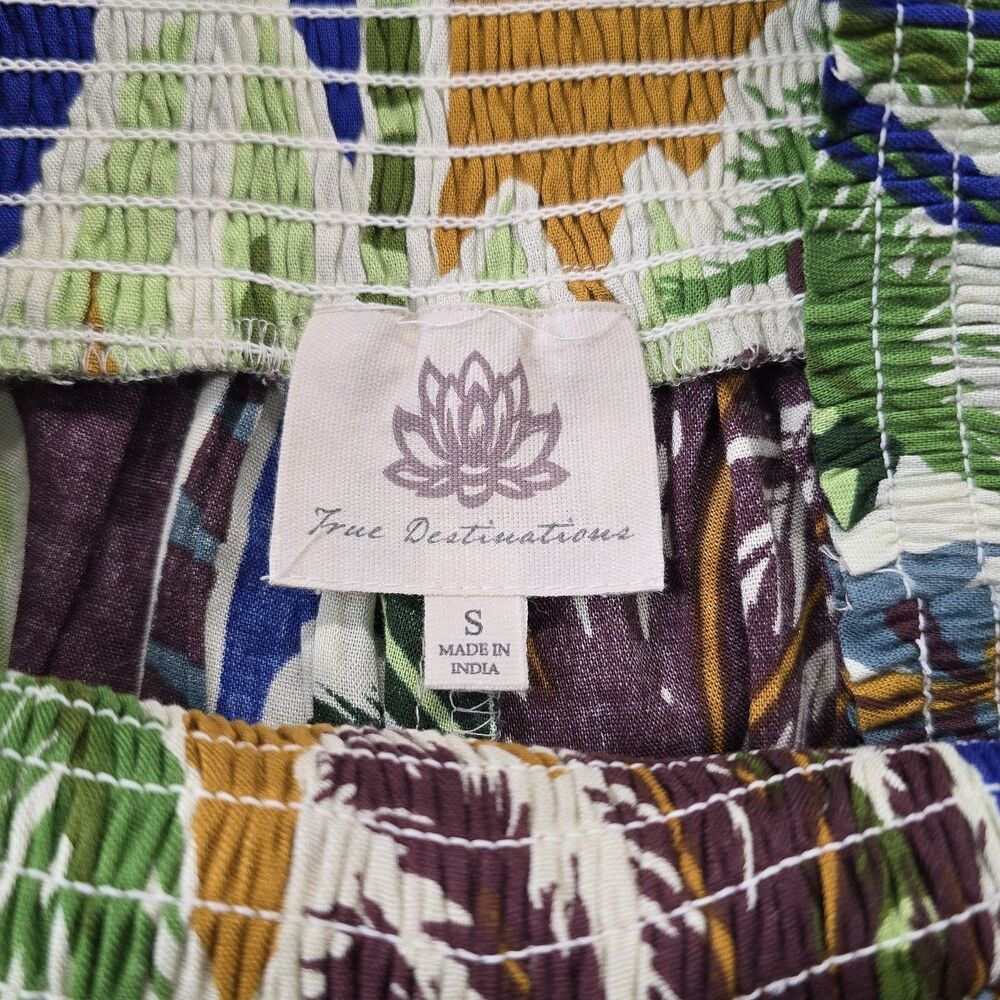 True Destinations Resort Wear Flare Pants Beach Blue Green Small New - Picture 6 of 14